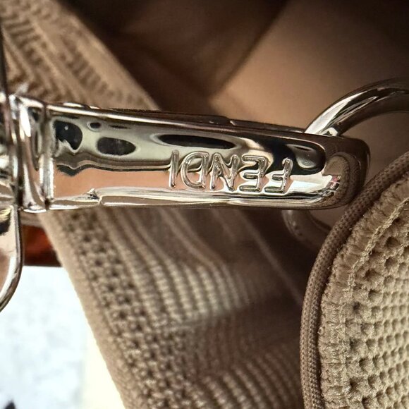 FENDI Technical Fabric Plexiglass FF Medium Fendi Sunshine Shopper Tote Beige - Picture 14 of 16